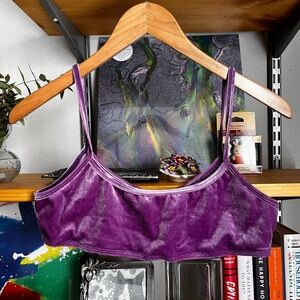 Motel Rocks Purple Velvet Bralette | Y2K Festival Crop Top XS/S